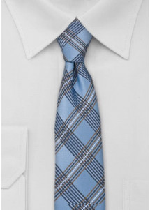 Krawatte schlank Glencheckdesign taubenblau