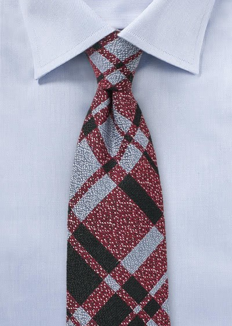 Businesskrawatte Wolle Glencheckdesign rot