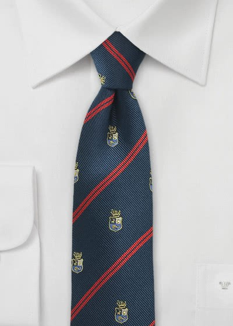 Kravatte Überlänge Wappen marineblau