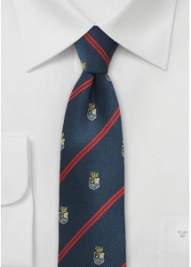 Krawatte Überlänge Wappen marineblau stilvoll
