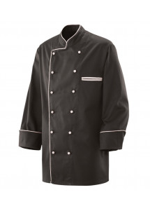 Schwarze Kochjacke mit weißer Paspel