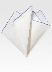 Einstecktuch naturweißes Leinen zartvioletter Rand