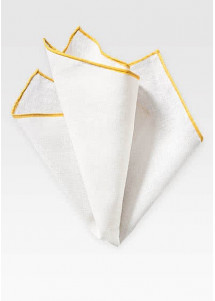 Ziertuch naturweißes Leinen gelber Rand