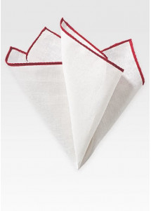 Einstecktuch naturweißes Leinen mittelroter Rand