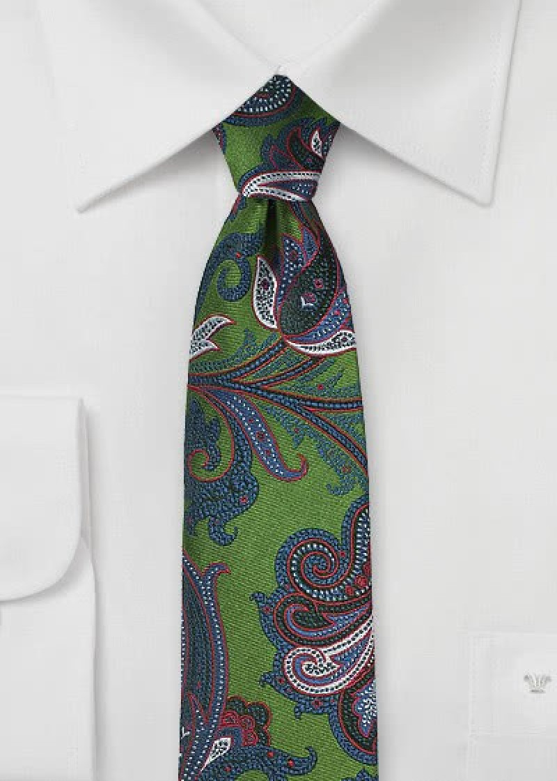 Paisley-Businesskrawatte edelgrün ultramarin