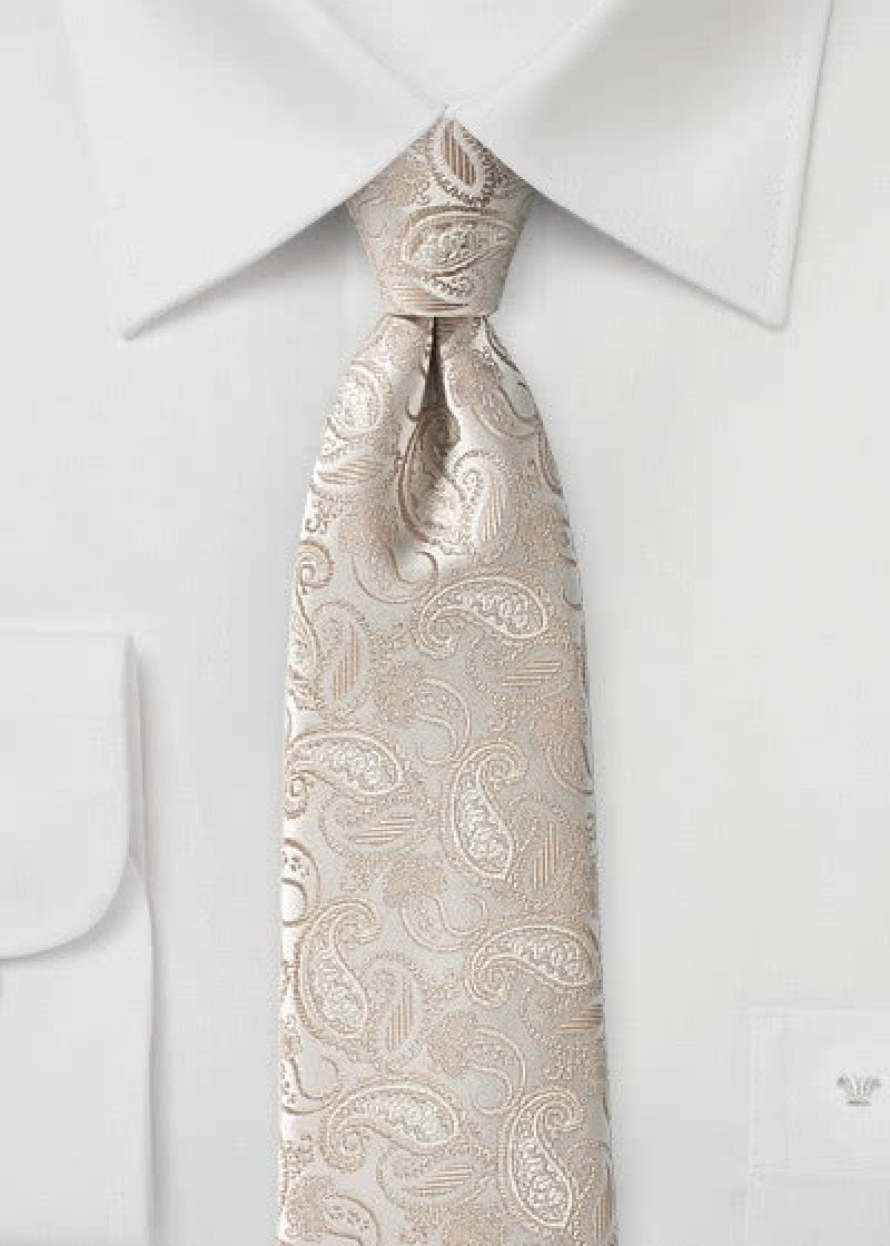 Paisley-Muster-Kravatte altweiß ecru