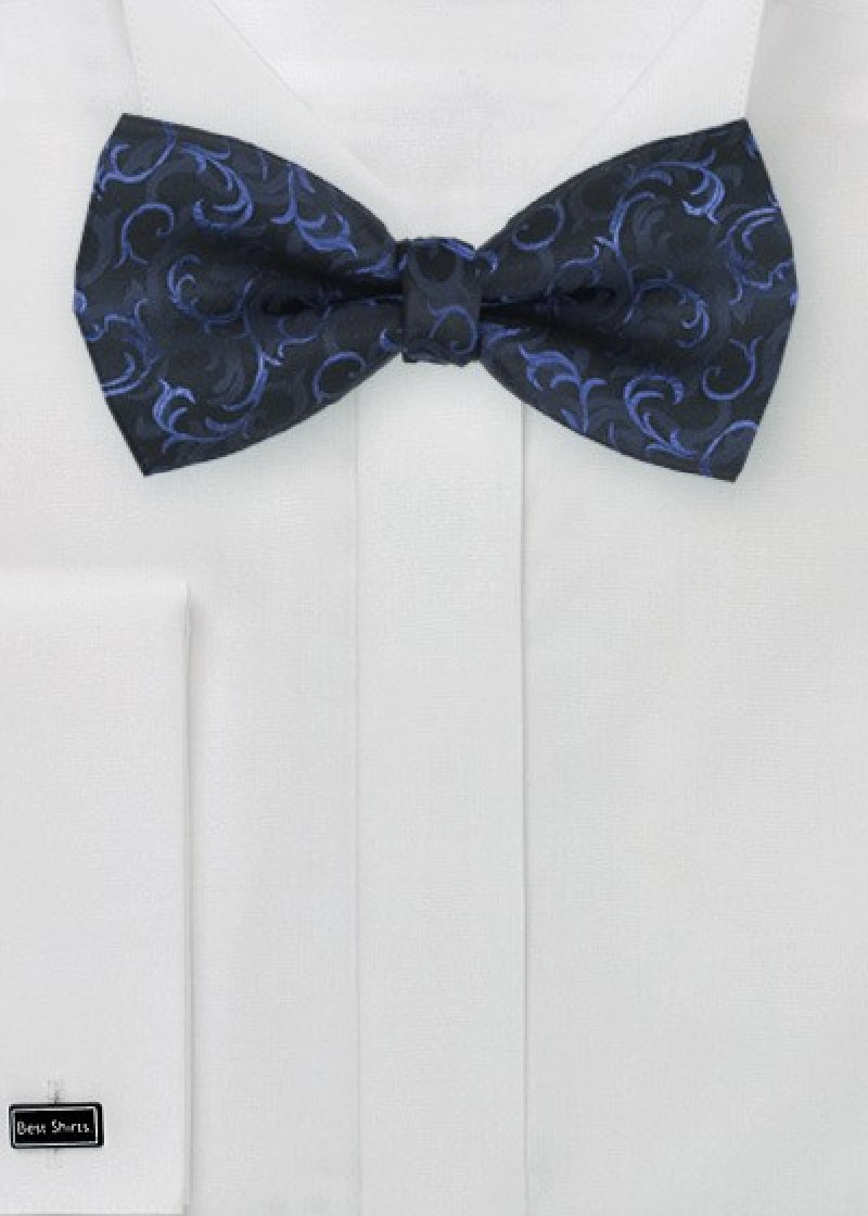 Selbstbindefliege florales Muster schwarz royal