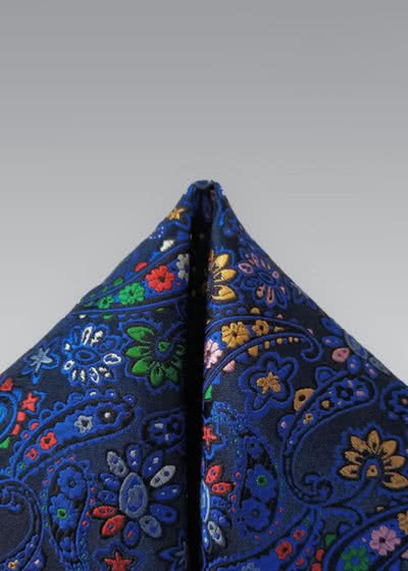Kavaliertuch Seide Paisleymotiv blau