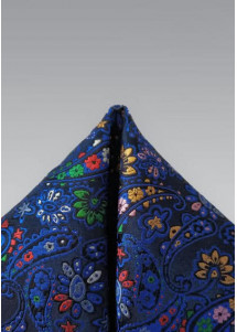 Kavaliertuch Seide Paisleymotiv blau