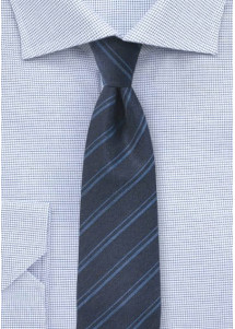 Streifen-Kravatte navy mit Wolle