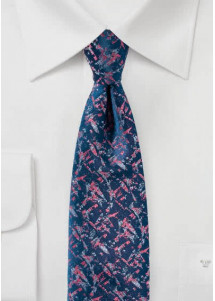 Businesskrawatte abstraktes Pattern navyblau magenta