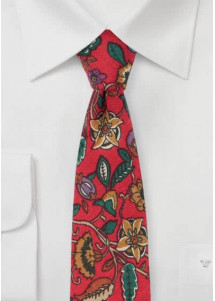 Businesskrawatte blumiges Dessin rot