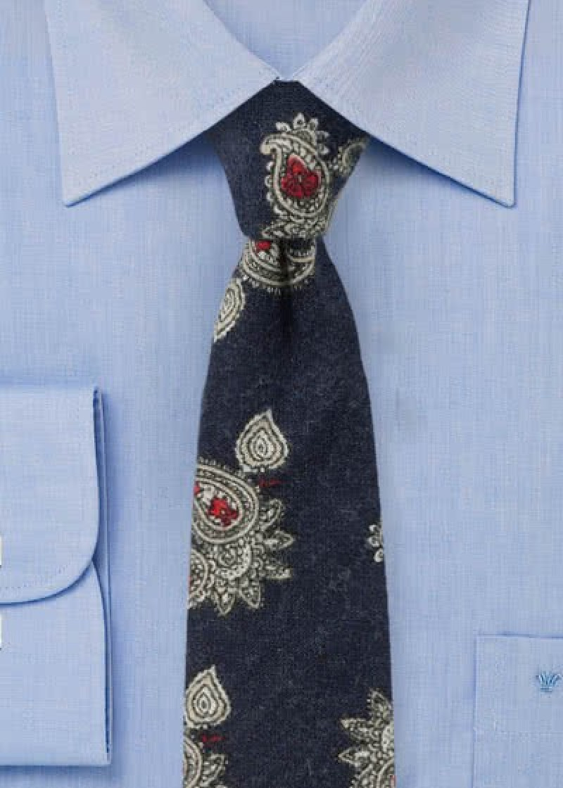 Paisley-Kravatte Baumwolle marineblau