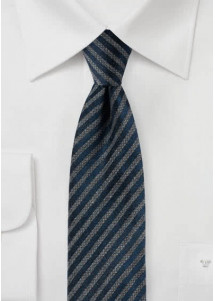 Stylische Krawatte silber marineblau matt
