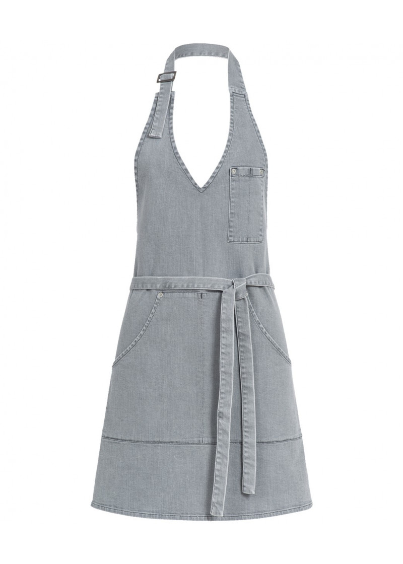 Damen Latzschürze Grey Denim / mit Taschen
