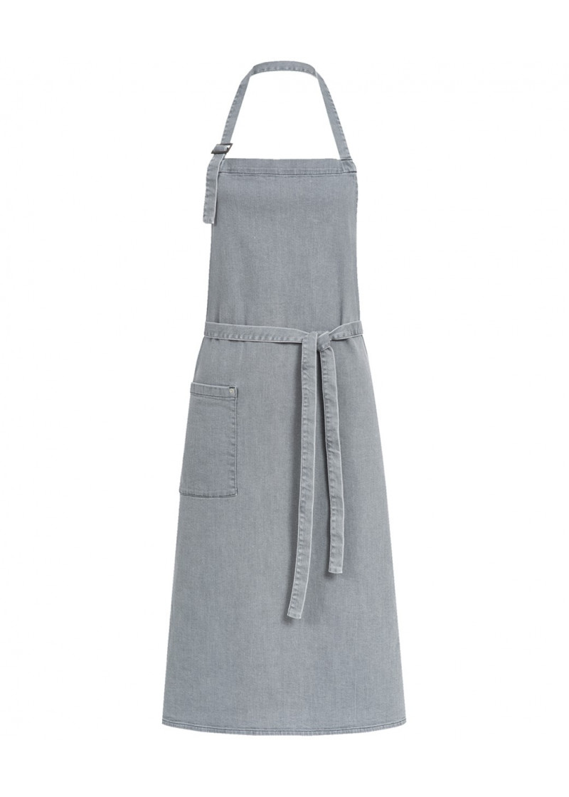 Light Grey Denim Latzschürze mit Tasche